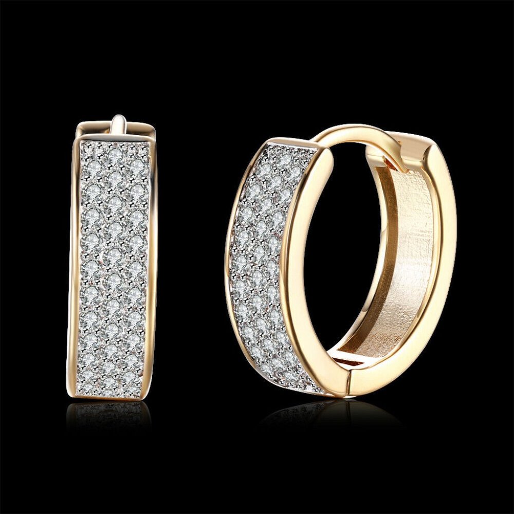 New 18K Gold Plated Huggie Hoops Earrings Italy - Picture 5 of 5